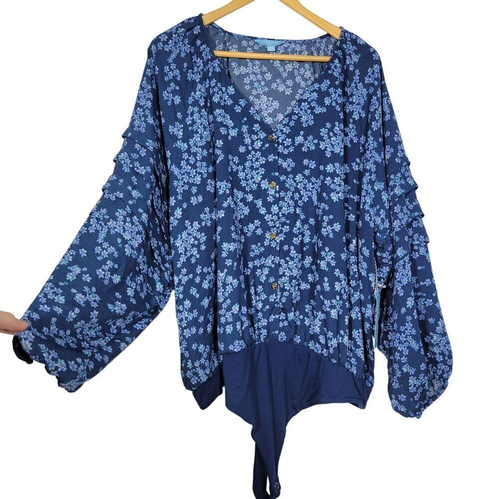 Draper James Blue Floral Bodysuit